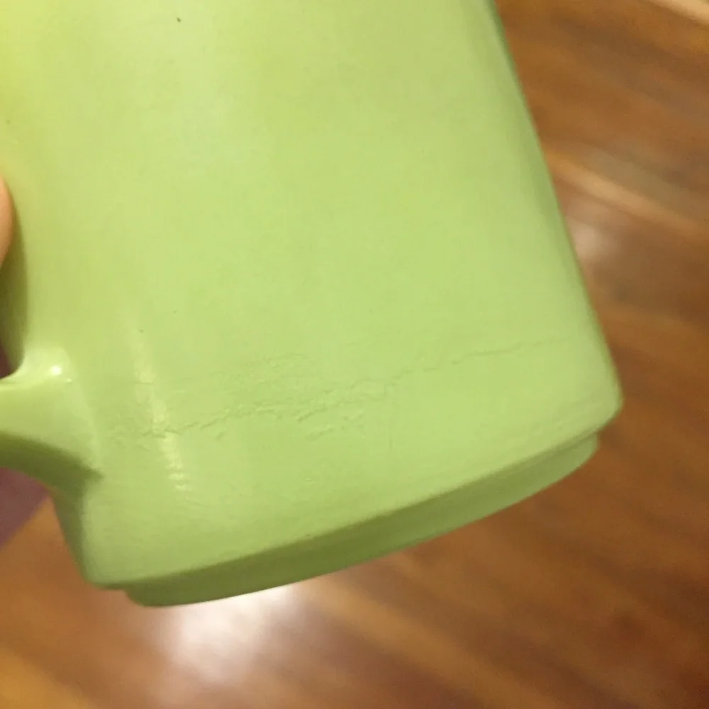 Set of 4 Vintage Green Milk Glass Mugs